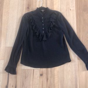 crepe ruffle yolk, shiny gold buttons